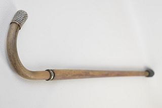 VICTORIAN WOOD & SILVER CANE