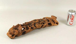 Chinese Carved Huang Huali Wood Sceptre