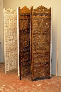 Two Indian Carved Wood Screens