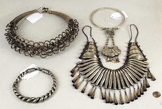 Group 4 Chinese Miao Culture Silver Necklaces
