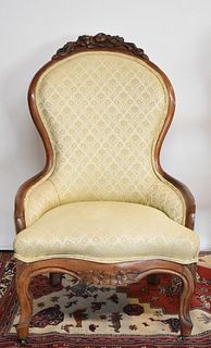 VICTORIAN FLORAL CARVED PARLOR CHAIR