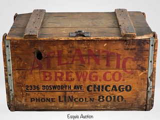 1930's Atlantic Brewing Co Wood Shipping Crate