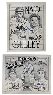 1945 Negro Baseball League Signed Lithographs