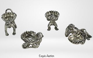 Four Silver Plated Figural Monkey Nut Bowls