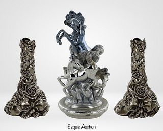 Giuliano Ottaviani Silver Horse Sculpture & Candle