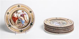 A Set of Eight Royal Vienna Style Porcelain Plates, Diameter 10 3/4 inches.