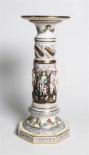 A Capodimonte Porcelain Pedestal, Height 24 7/8 inches.