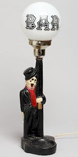 Vintage Charlie Chaplin Bar Globe Novelty Lamp