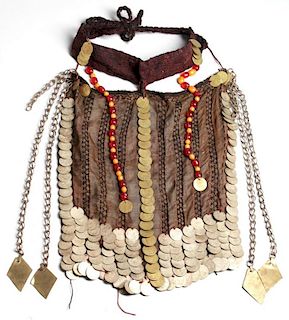 North African Tribal Beaded & Coin-Covered Veil