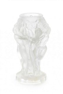 A Molded and Frosted Glass Vase, Height 5 inches.