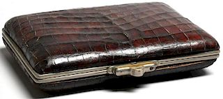 Vintage Alligator Skin Accordion Clutch Wallet