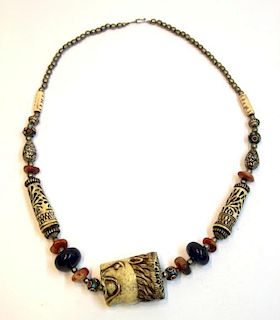 Ethnographic Lion Head Necklace