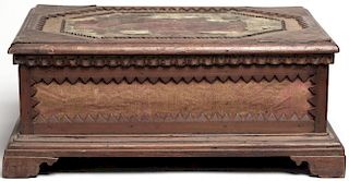Antique Walnut & Fabric Document Box