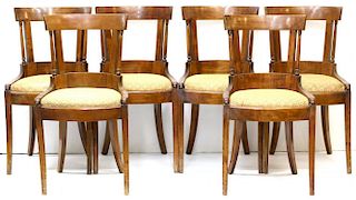 Set of 6 Antique Beidermeier Fruitwood Chairs