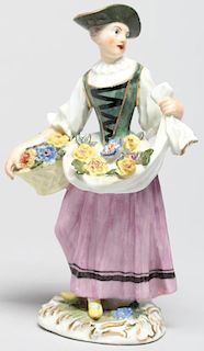 18th Century Meissen Figure Of Woman