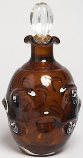 Italian Mid-Century Blown Amber Glass Decanter