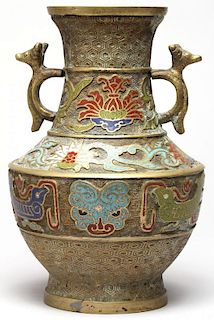 Japanese Gilt Bronze & Champleve Vase