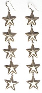 Pair Sterling Silver Americana "5 Star" Earrings