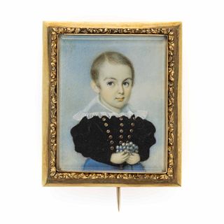 SARAH GOODRIDGE (MASSACHUSETTS, 1788-1853), ATTRIBUTED, MINIATURE PORTRAIT OF A BOY