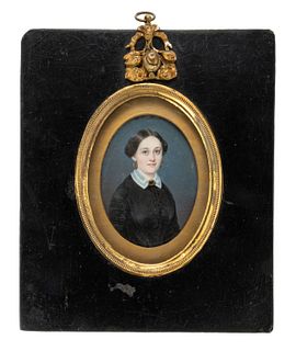 EDWARD SAMUEL DODGE (NEW YORK / VIRGINIA, 1816-1857), ATTRIBUTED, MINIATURE PORTRAIT OF A WOMAN