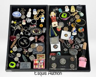 Small Collectibles Assortment- Coins, Jewelry, Th
