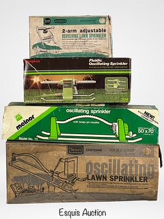 Four Vintage Oscillating Lawn Yard Sprinklers