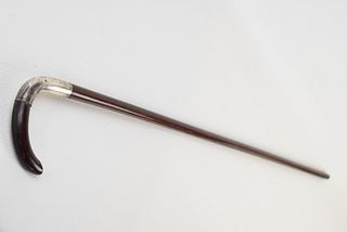 VICTORIAN STERLING SILVER & WOOD CANE