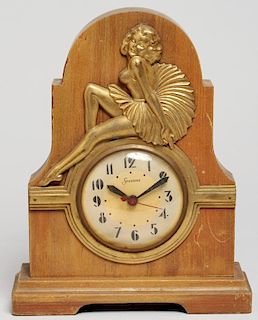 Sessions Art Deco Wood Electric Mantel Clock