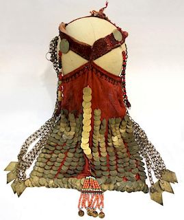 North African Tribal Coin-Covered Headdress 19th C