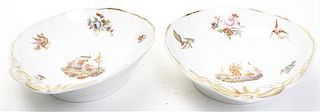 A Pair of Continental Porcelain Bowls, Width 10 1/4 inches.