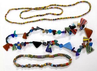 3 Italian Multicolor Glass Bead Necklaces