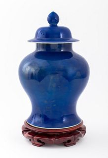 Chinese Porcelain Covered Ginger Jar on Stand