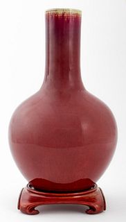 Chinese Flambe Oxblood Glazed Porcelain Vase