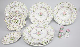 Group of Floral-Decorated French Faience Tableware