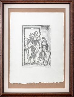 Paul Cadmus "Waiting for Rehearsal" Etching, 1984