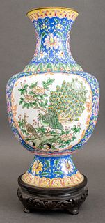 Chinese Enamel Baluster Form Vase on Stand, 19 C