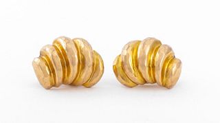 14K Yellow Gold Scroll Earrings