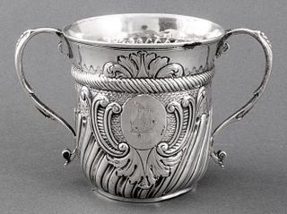 George III Silver Repousse Two Handled Cup, c 1810