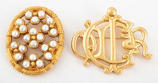 Christian Dior Designer Costume Jewelry Pins, 2