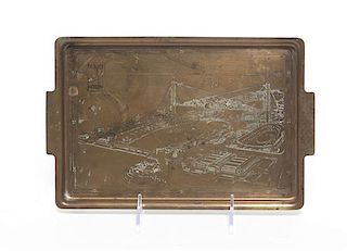 A Worlds Fair Copper Tray, Width 10 3/4 inches.