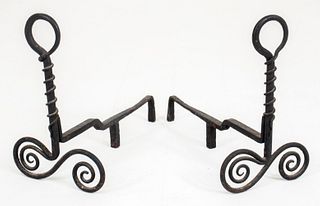 Arts & Crafts Wrought Iron Fire Dogs, 2