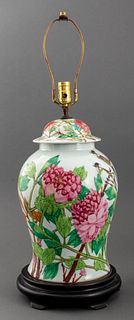 Chinese Famille Rose Ginger Jar Mounted as a Lamp