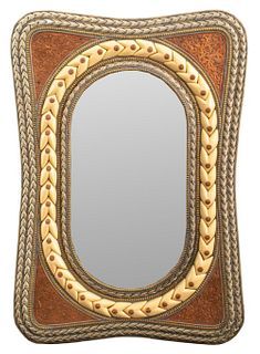Moroccan Silver & Copper Beveled Mirror