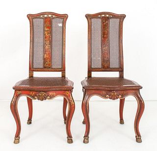 George I Style Japanned and Caned Side Chairs, 2
