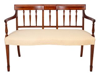 American Sheraton Style Upholstered Settee / Sofa
