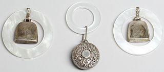 3 Silver & Mother-of-Pearl Teething Rings/Rattles