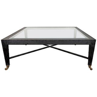20th Century Modern Linen-Covered Coffee Table