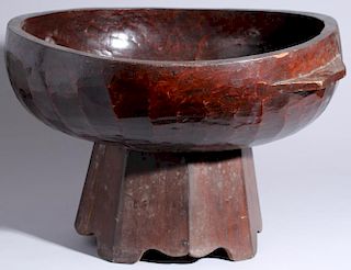 Tropical Carved Moana Wood Footed Basin