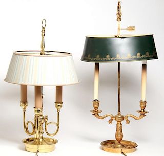 Two Brass Bouillotte Table Lamps
