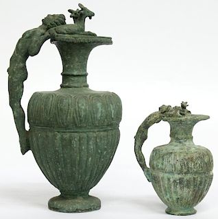 2 Ancient Roman-Style Italian Bronze Urns